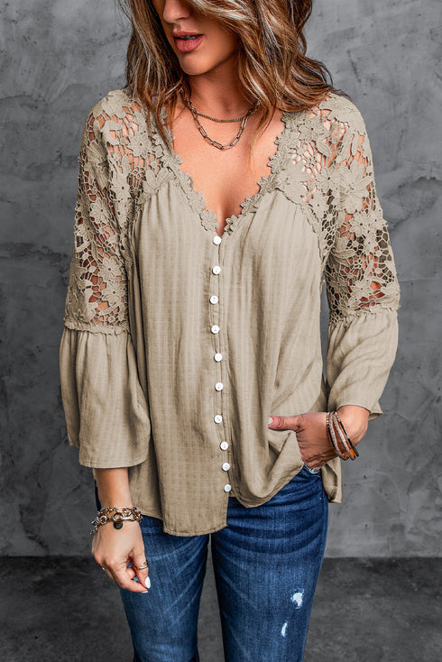 Crochet Lace Button Top